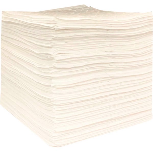 Global Industrial Oil Only Sorbent Pads, Lightweight, 15W x 18L, White, 200PK 670634 - main